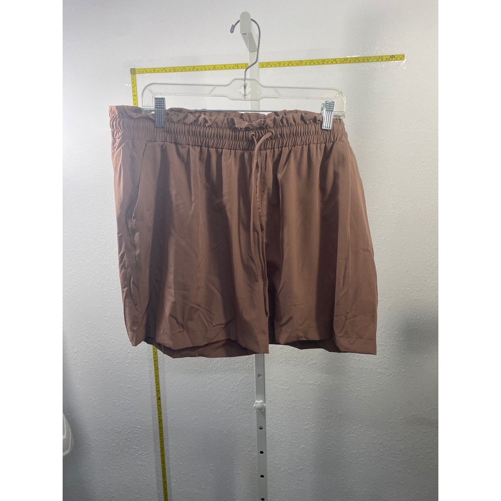 Mondetta‎ Women XL Mocha Brown Paperbag Waist Active Shorts NWT Pockets